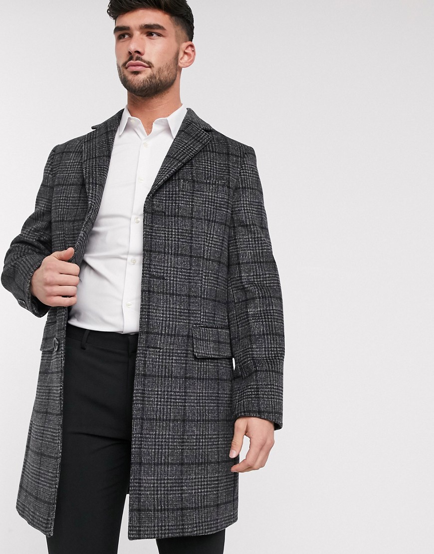 Harry Brown - Cappotto grigio a quadri 100% lana