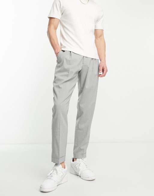 Harry Brown carrot fit cropped smart pants in light gray