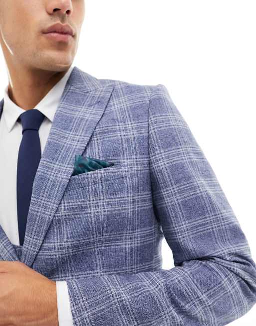 Light blue 2024 plaid suit jacket