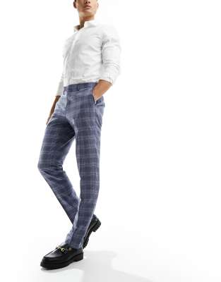 Harry Brown Harry Brown check skinny fit suit trousers in light blue