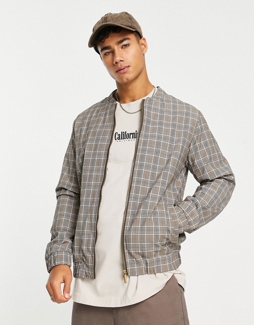 Harry Brown checked bomber in gray-Neutral