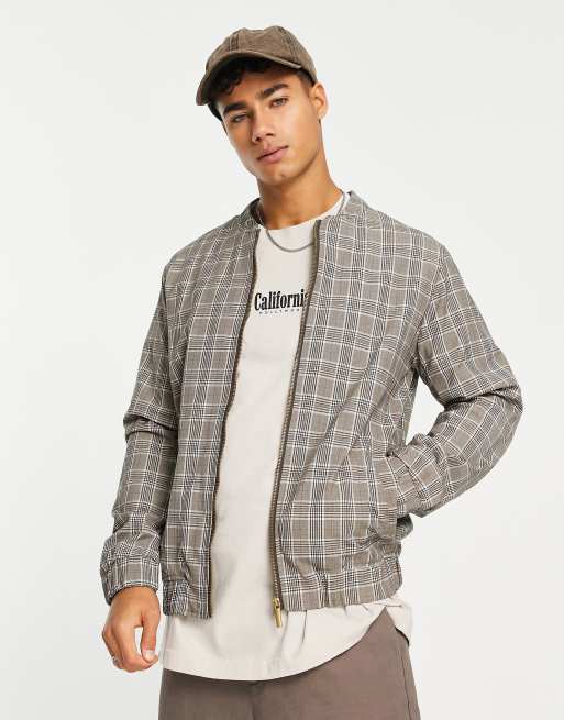 Harry Brown checked bomber in grey