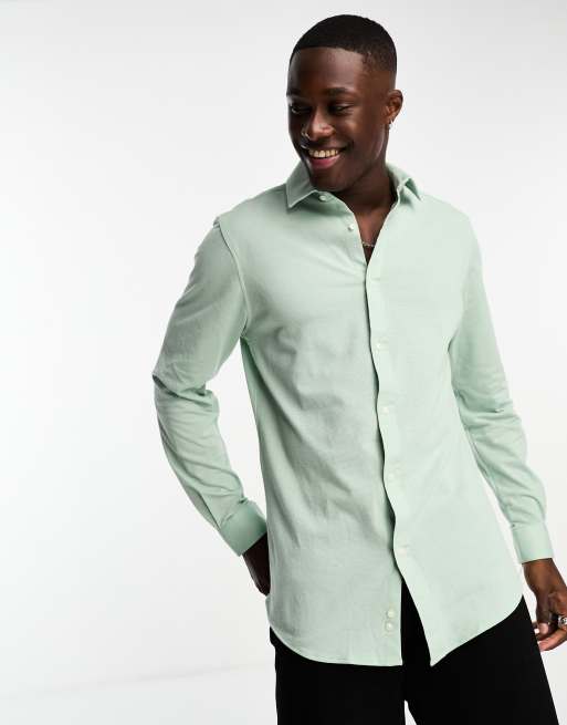 Harry Brown - Chemise ajustée en piqué de coton - Vert | ASOS