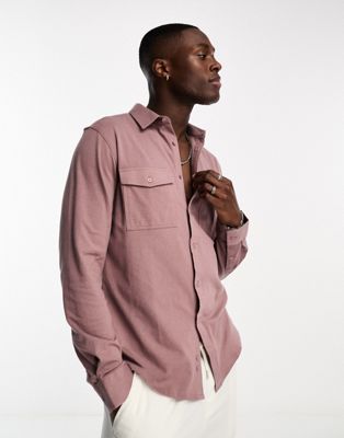 Harry Brown pique slim fit cotton shirt in purple - ASOS Price Checker