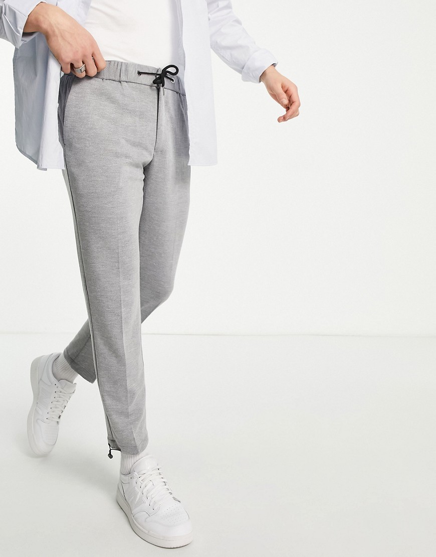 Harry Brown Co-Ord Elasticated Carrot Fit Smart Joggers With Drawcord Cuff-Grey