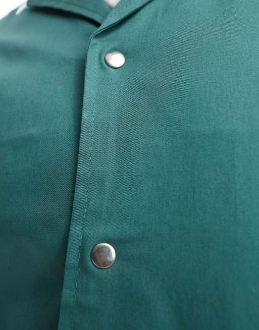Harry Brown co-ord revere collar button down jacket in green, 3 of 4