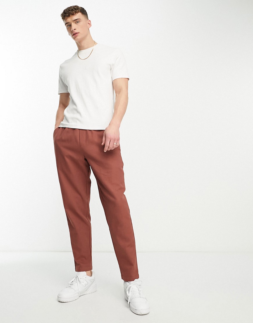 Harry Brown co-ord slim fit cropped smart trousers in rust