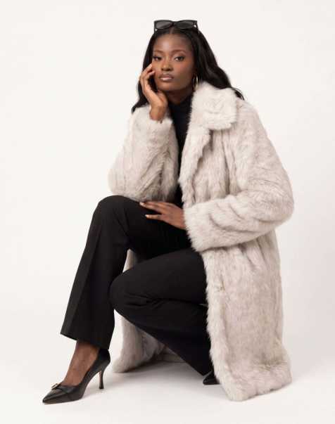 Harry Brown Delphine long fur coat in ecru - view 1