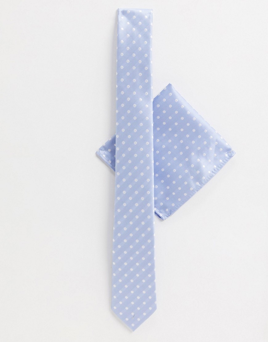 Harry Brown dotted tie and pocket square set-Blues