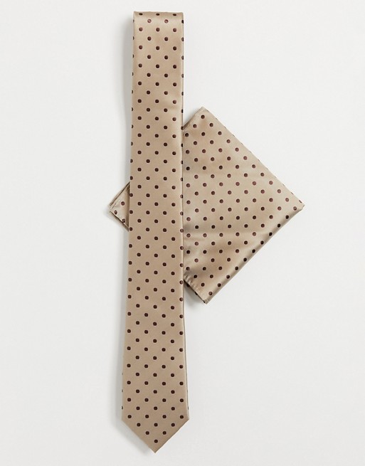 Harry Brown dotted tie and pocket square set