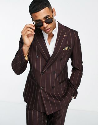Harry Brown double breasted pinstripe suit jacket