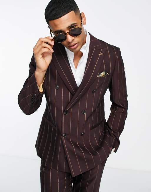 Harry Brown double breasted pinstripe suit jacket | ASOS