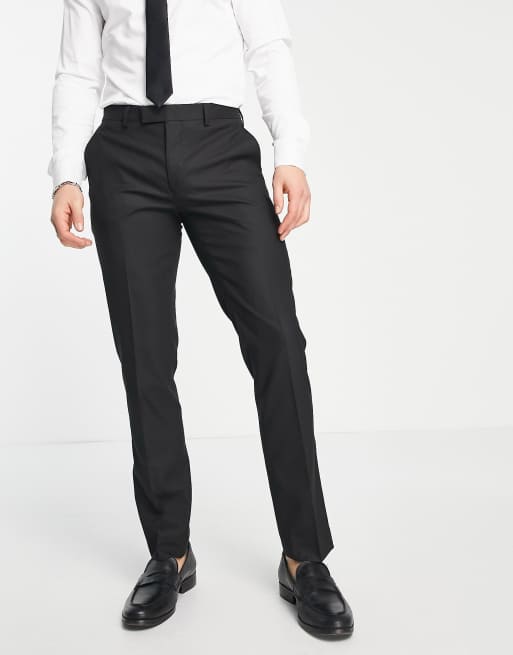 Harry Brown – Eleganckie czarne spodnie garniturowe o dopasowanym kroju z satyny w paski