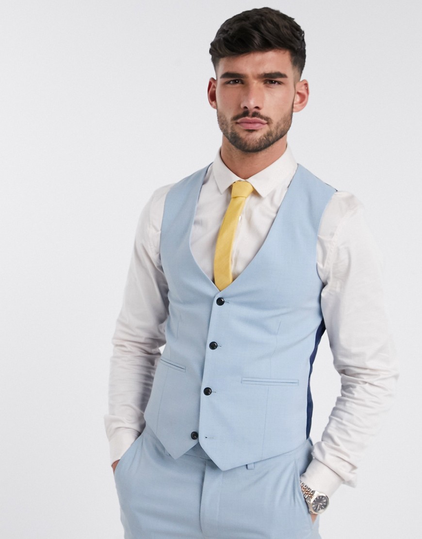Harry Brown - ensfarvet suit habitvest i skinny fit-Blå