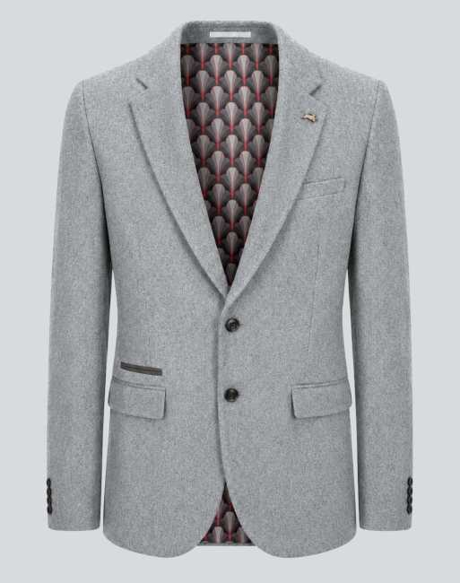 Harry Brown Eton wool tweed suit jacket in grey, 3 of 5