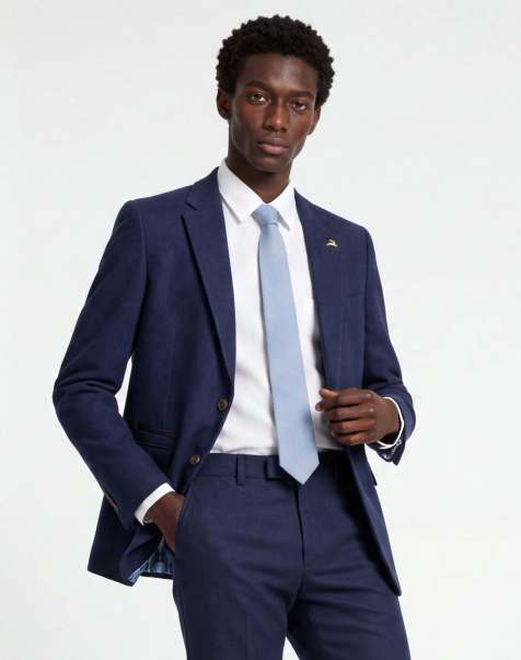 Harry Brown Eton wool tweed suit jacket in navy - view 1