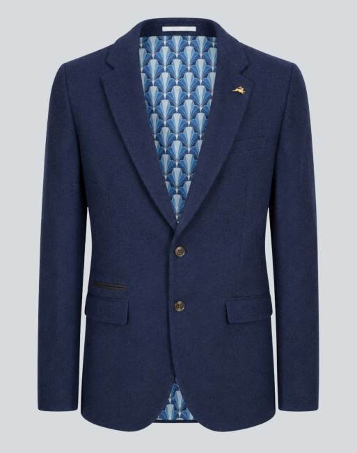 Harry Brown Eton wool tweed suit jacket in navy, 5 of 6