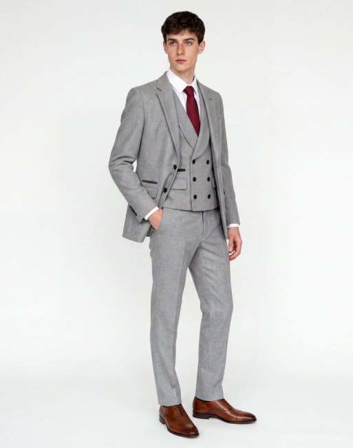Harry Brown Eton wool tweed suit trousers in grey, 3 of 5