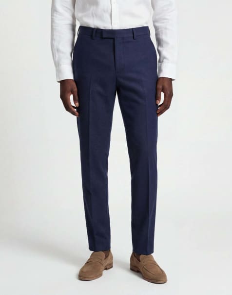 Harry Brown Eton wool tweed suit trousers in navy - view 1