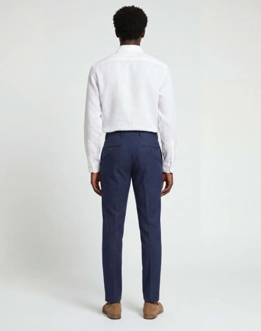 Harry Brown Eton wool tweed suit trousers in navy, 2 of 5
