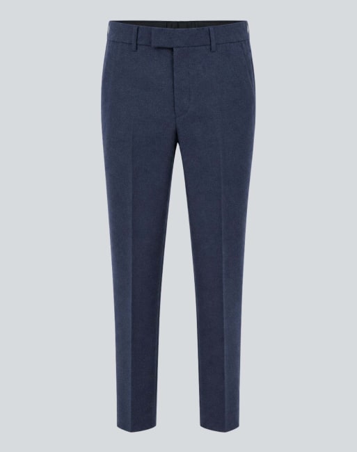 Harry Brown Eton wool tweed suit trousers in navy, 4 of 5