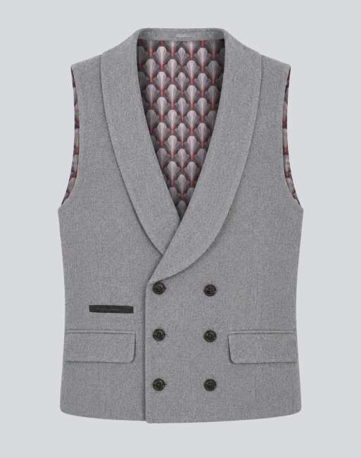 Harry Brown Eton wool tweed suit waistcoat in grey, 4 of 5