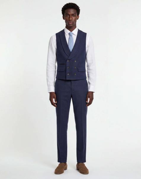 Harry Brown Eton wool tweed suit waistcoat in navy - view 1