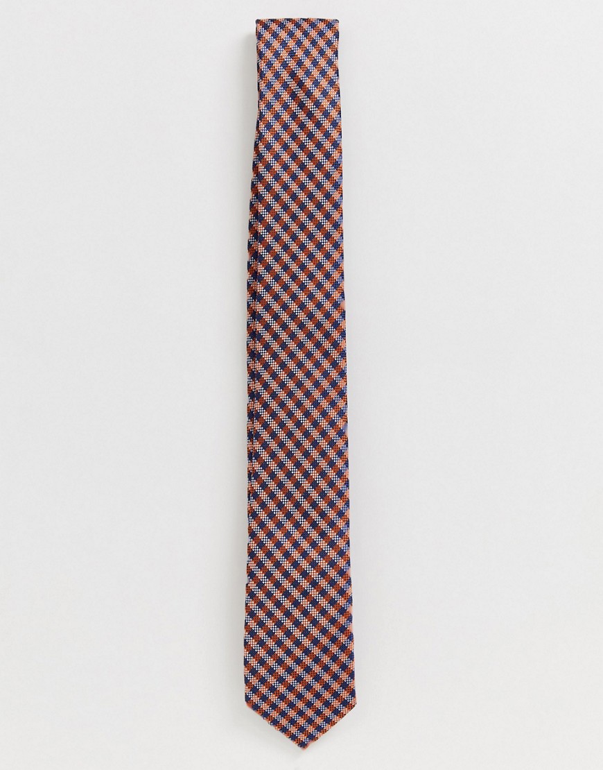 Harry Brown - Geruite mini-stropdas-Oranje