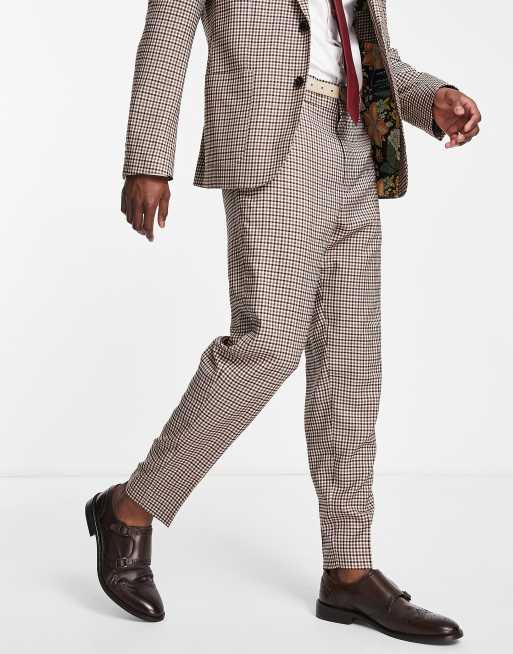 Harry Brown - Geruite pantalon in bruin