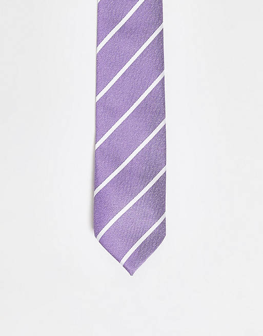 Harry Brown - Gestreepte stropdas in paars
