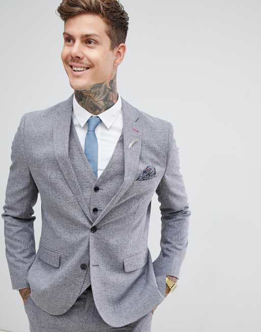 Harry Brown - Abito slim grigio puntinato, 3 di 4