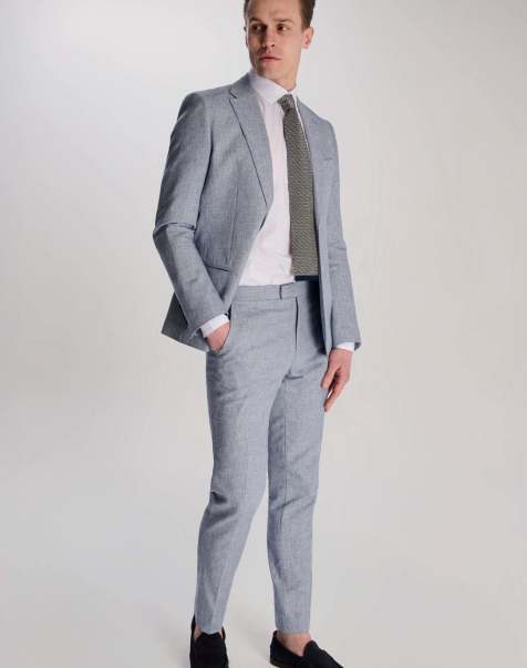 Harry Brown Giacomo slim fit cotton linen suit in chambray - view 1