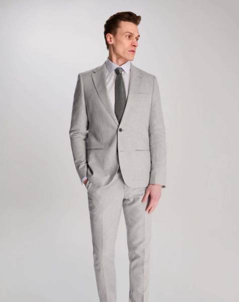 Harry Brown Giacomo slim fit cotton linen suit in grey - view 1