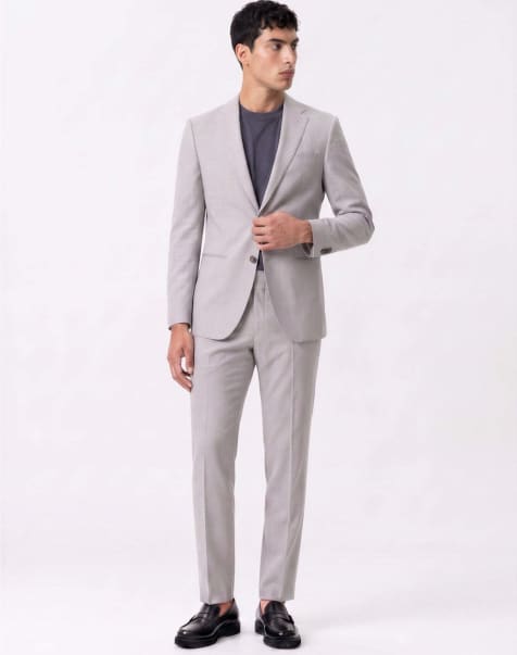 Harry Brown Giacomo slim fit cotton linen suit in grey - view 1