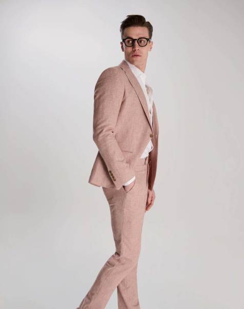 Harry Brown Giacomo slim fit cotton linen suit in rust - view 1