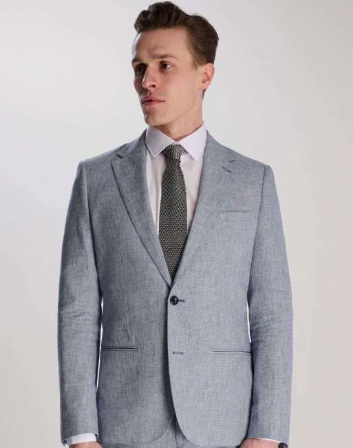 Harry Brown Giacomo slim fit cotton linen suit in chambray, 3 of 3