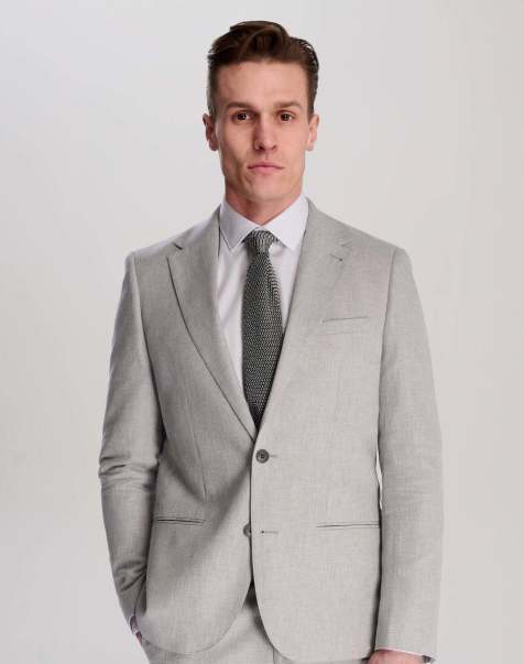 Harry Brown Giacomo slim fit cotton linen suit jacket in grey - view 1