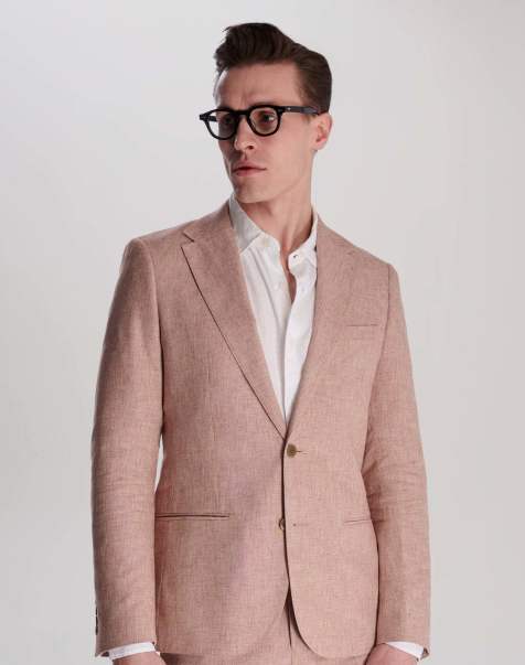 Harry Brown Giacomo slim fit cotton linen suit jacket in rust - view 1