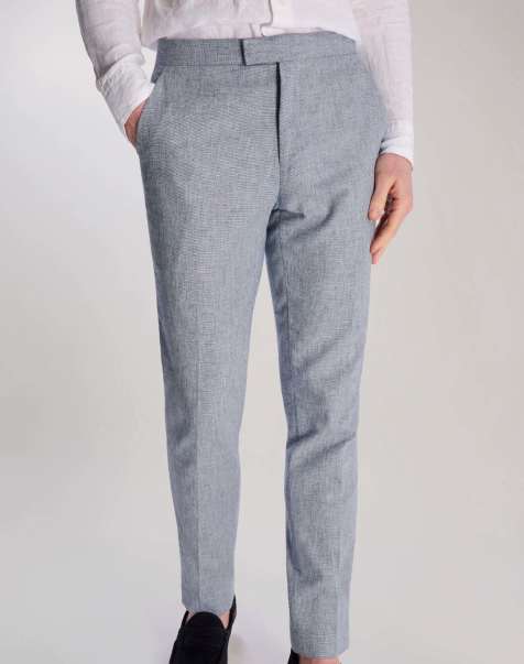 Harry Brown Giacomo slim fit cotton linen suit trousers in chambray