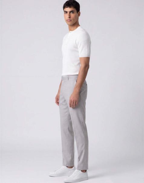 Harry Brown Giacomo slim fit cotton linen suit trousers in grey
