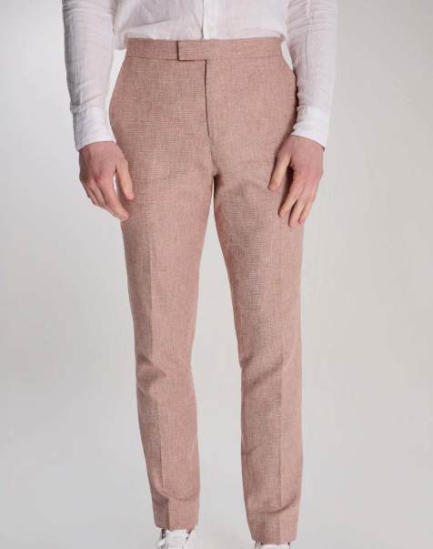 Harry Brown Giacomo slim fit cotton linen suit trousers in rust