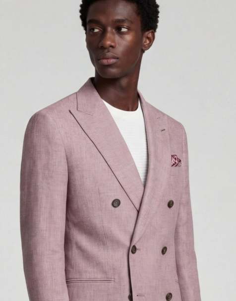 Harry Brown Giacomo slim fit double breasted suit jacket in berry - view 1