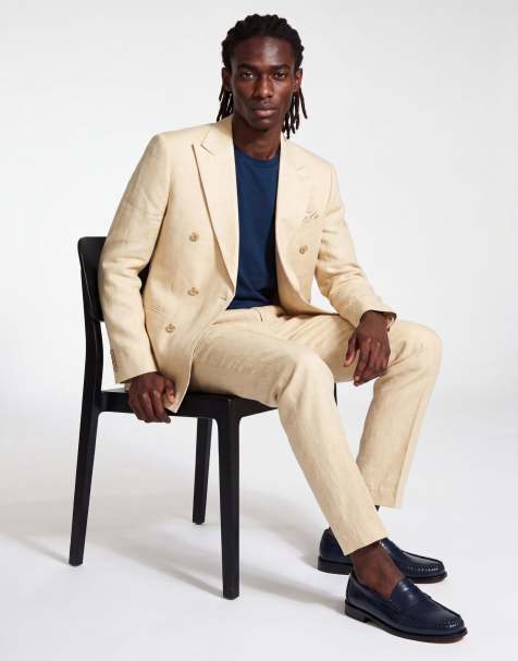 Harry Brown Giacomo slim fit double breasted suit jacket in butternut - view 1