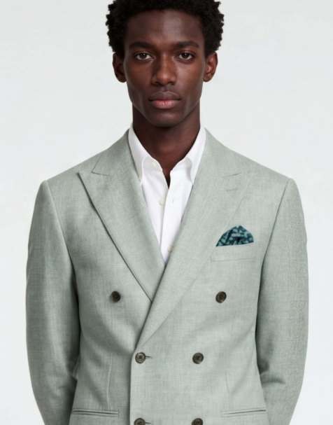 Harry Brown Giacomo slim fit double breasted suit jacket in green - view 1