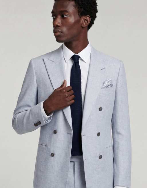 Harry Brown Giacomo slim fit double breasted suit in light blue, 2 of 4