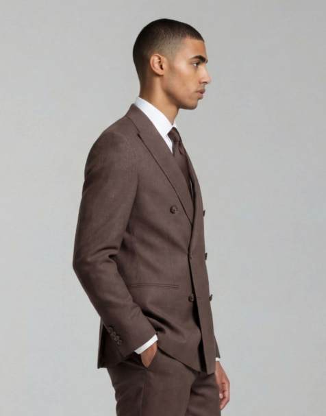 Harry Brown Giacomo slim fit single breasted suit in brown - view 1