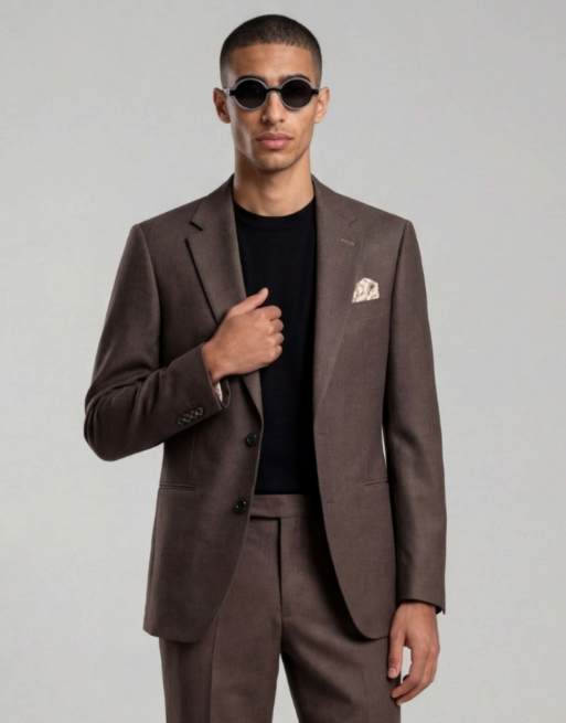 Harry Brown Giacomo slim fit single breasted suit in brown, 2 of 4