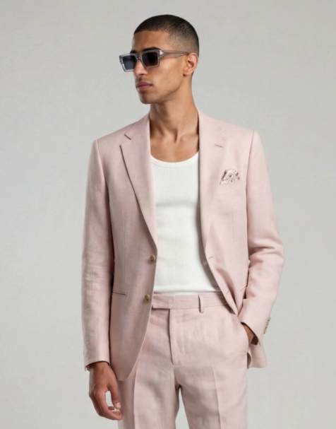 Harry Brown Giacomo slim fit single breasted suit jacket in pink - view 1