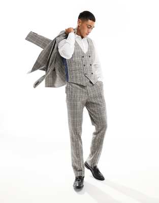 Harry Brown slim fit suit waistcoat in grey check - ASOS Price Checker