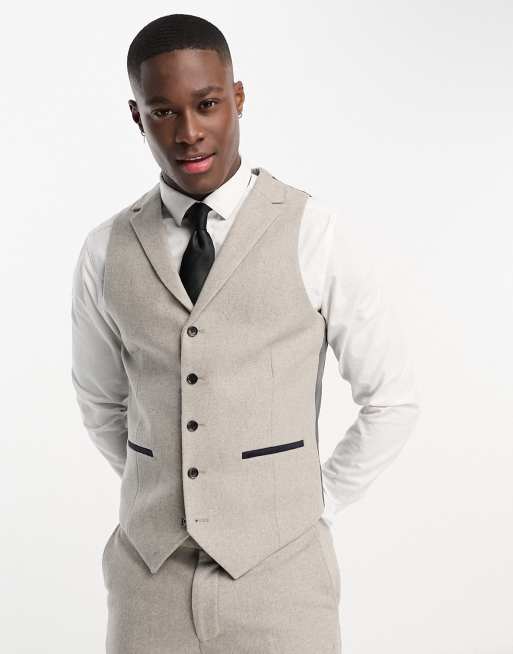 Harry Brown - Gilet de costume de mariage ajusté en laine mélangée - Gris clair